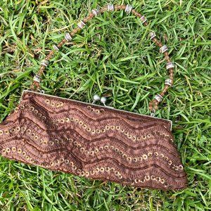 Brown Beaded Handbag